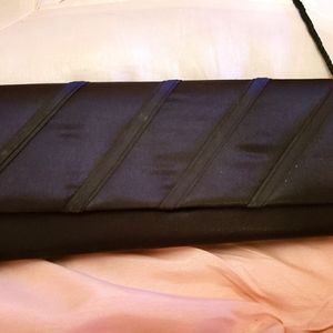 Black satin evening bag